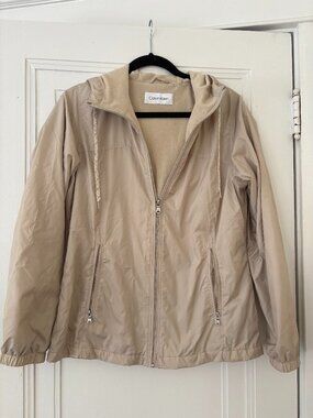 Calvin Klein Fleece Lined Windbreaker Hooded Jacket | Size Small